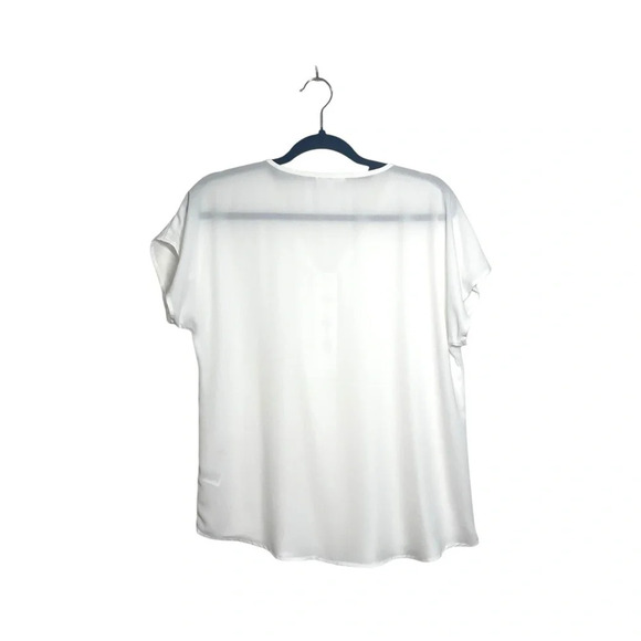 Maurices Solid White Hook & Eye V-neck Short Sleeve Blouse Small Women’s - Picture 8 of 14